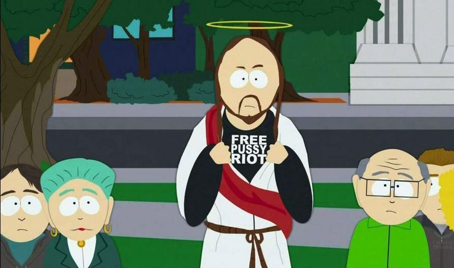 Иисус из Саус Парка в футболке "Free Pussy Riot"