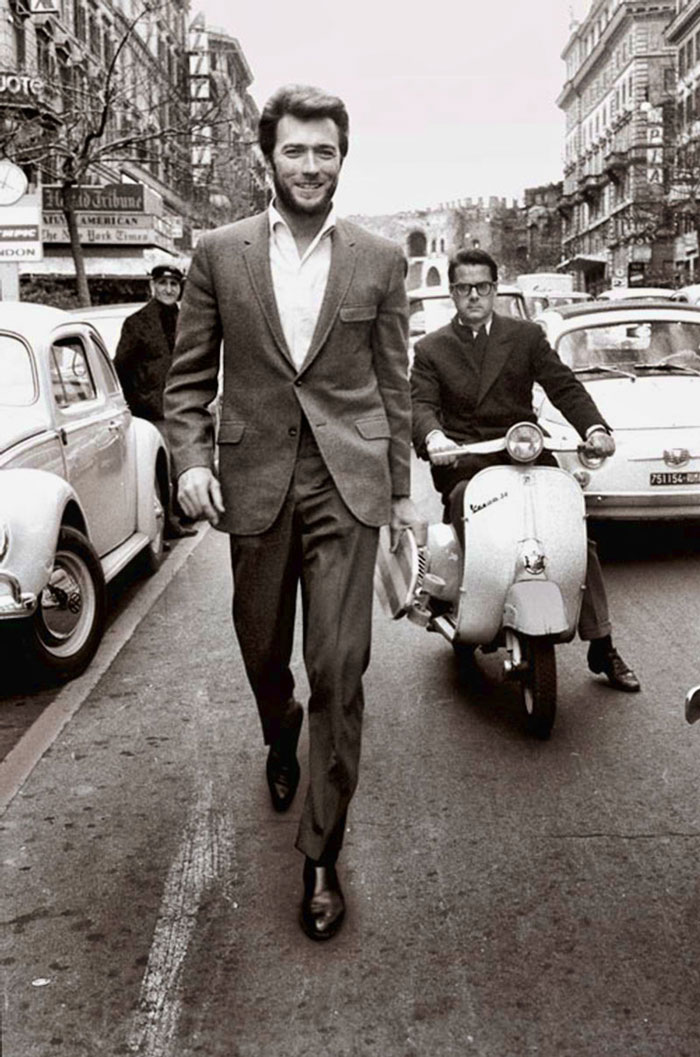Clint Eastwood Walking In Rome (1960s)